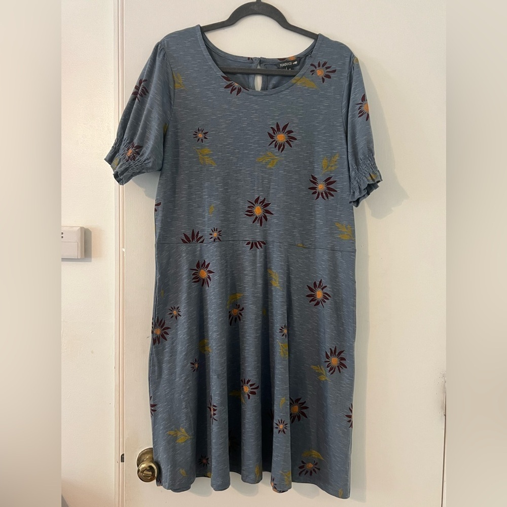 Toad&Co Blue Floral Midi Dress size 1X (M100)